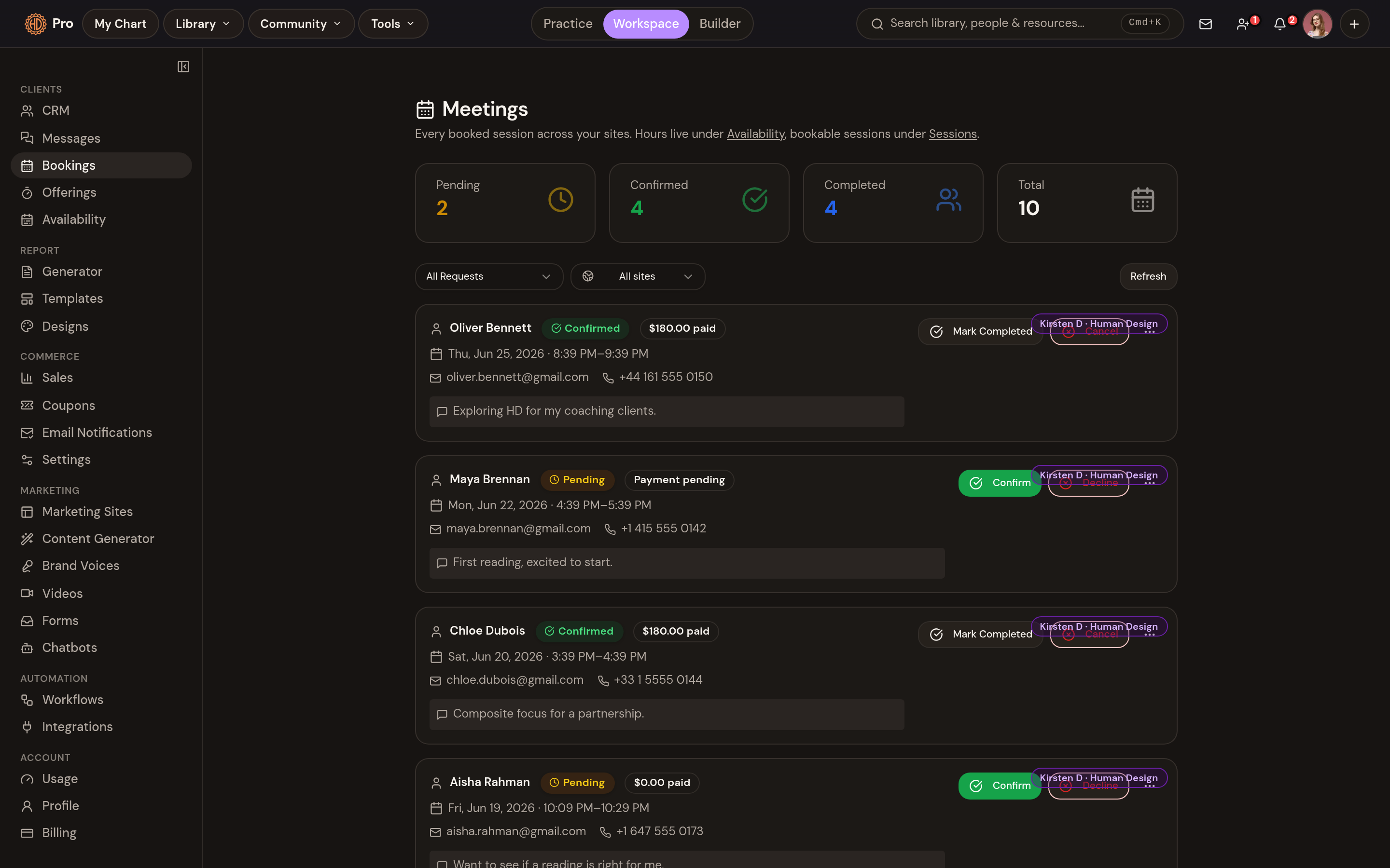 Bookings: sessions and meetings with your calendar