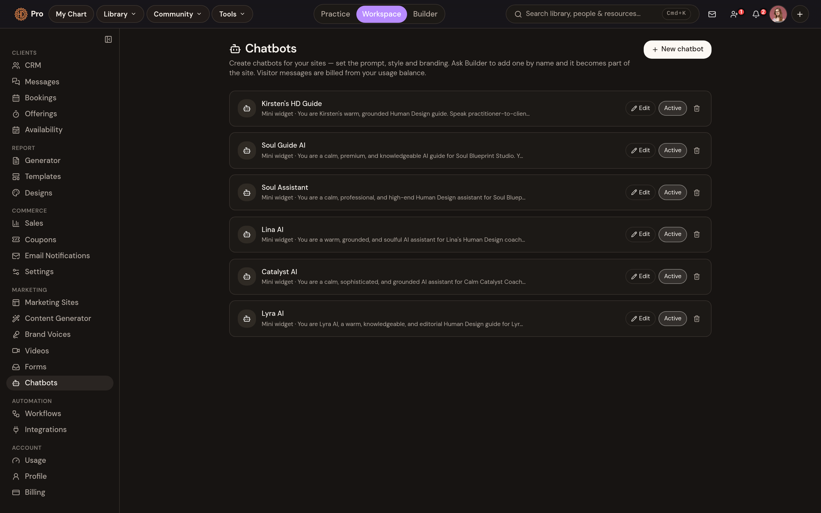 Chatbots: Human Design aware chat on your site