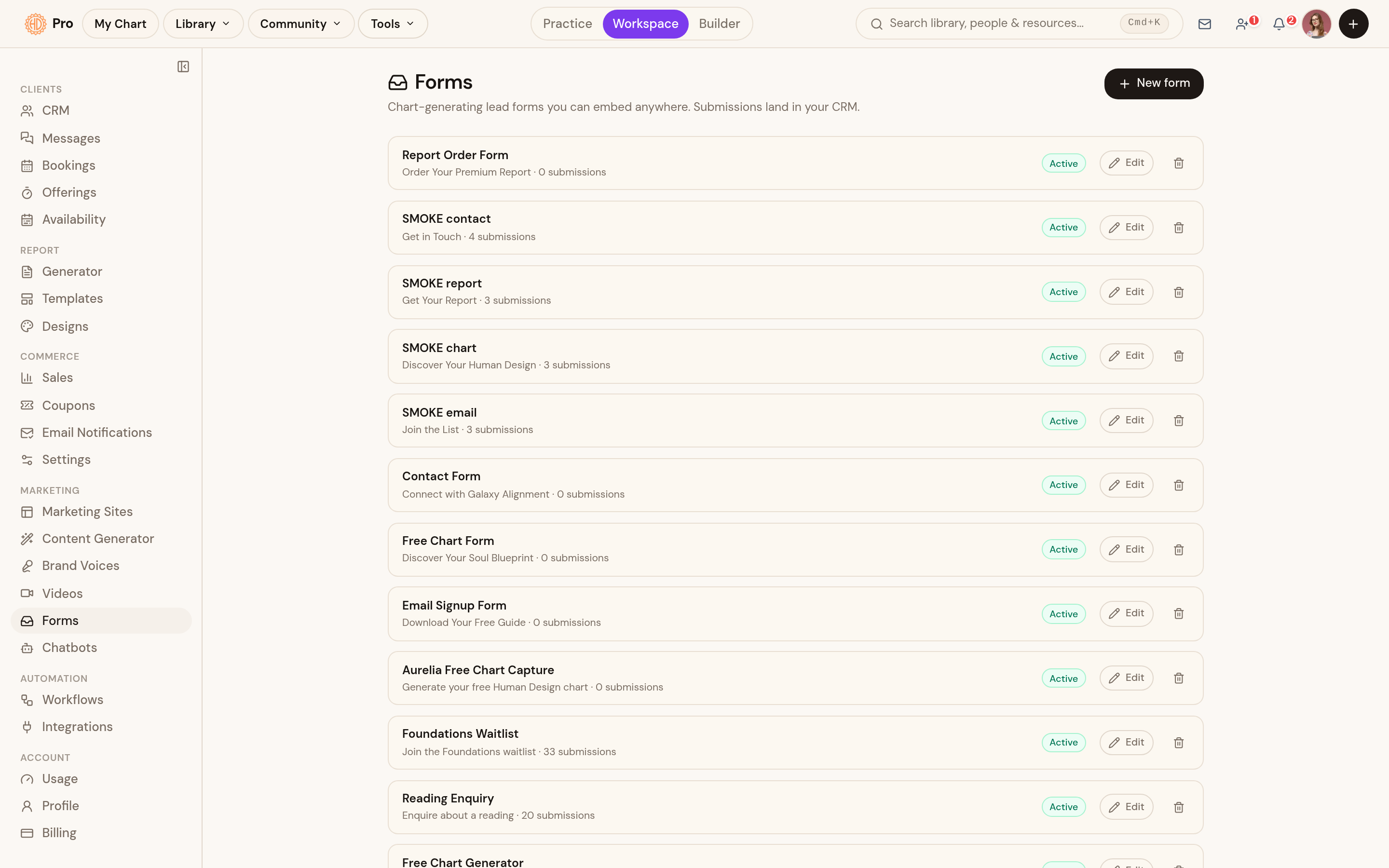 Embed forms: lead capture with charts attached