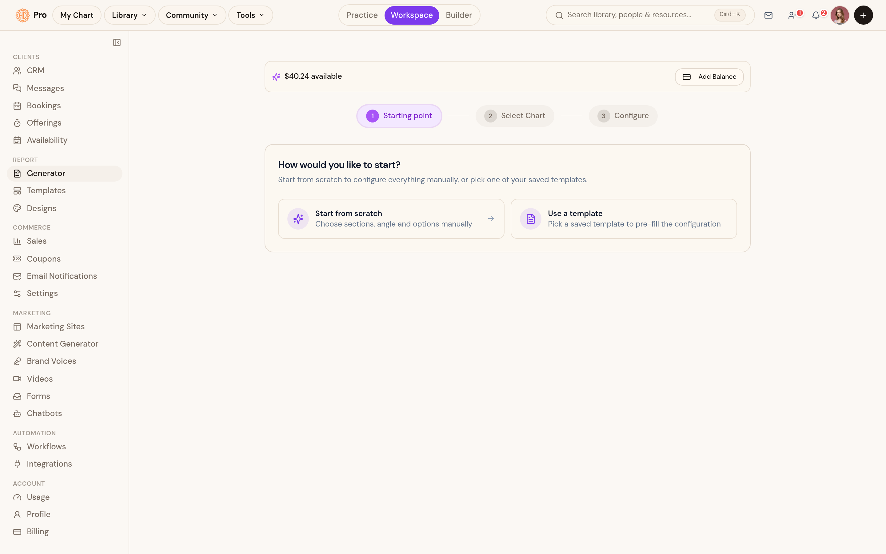 The report generator: chart in, designed PDF out