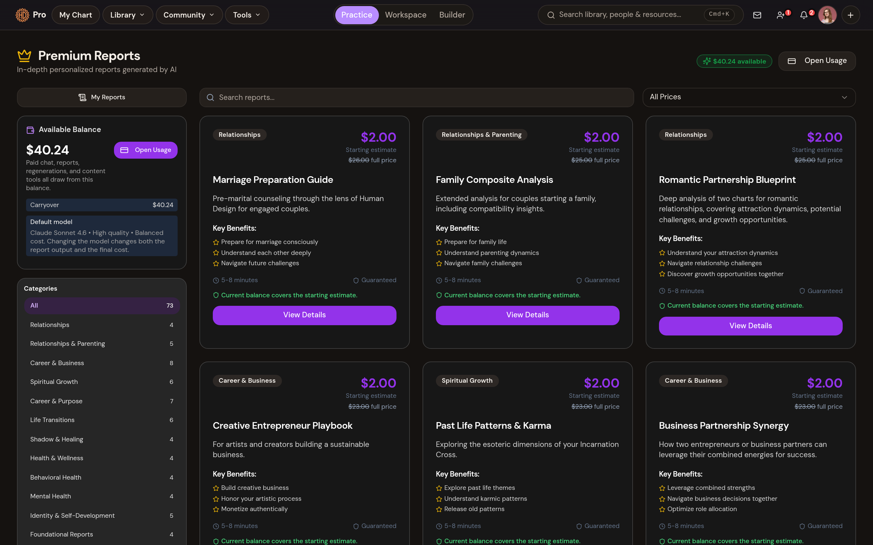 Premium reports: full readings as designed PDFs