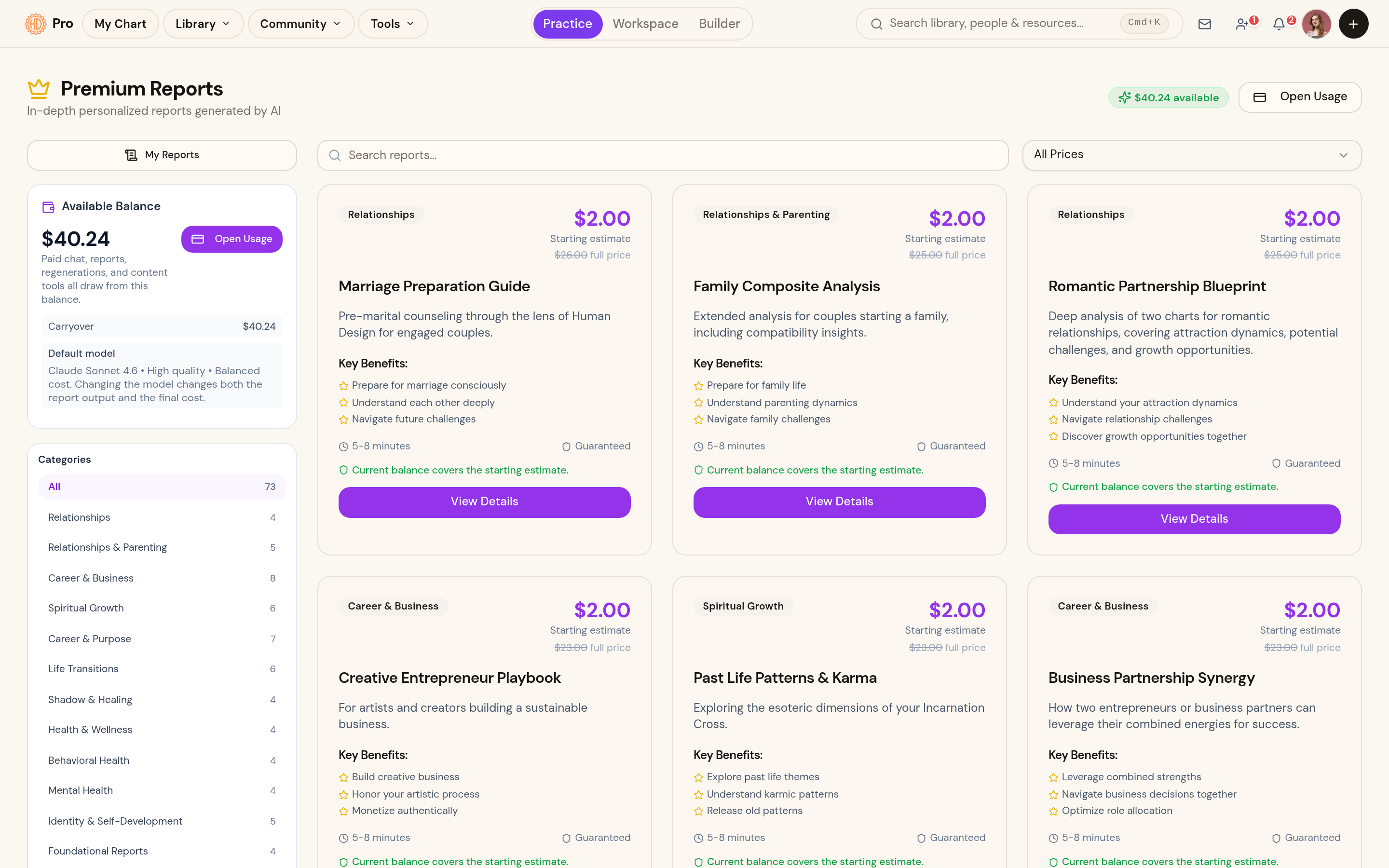 Premium reports: full readings as designed PDFs