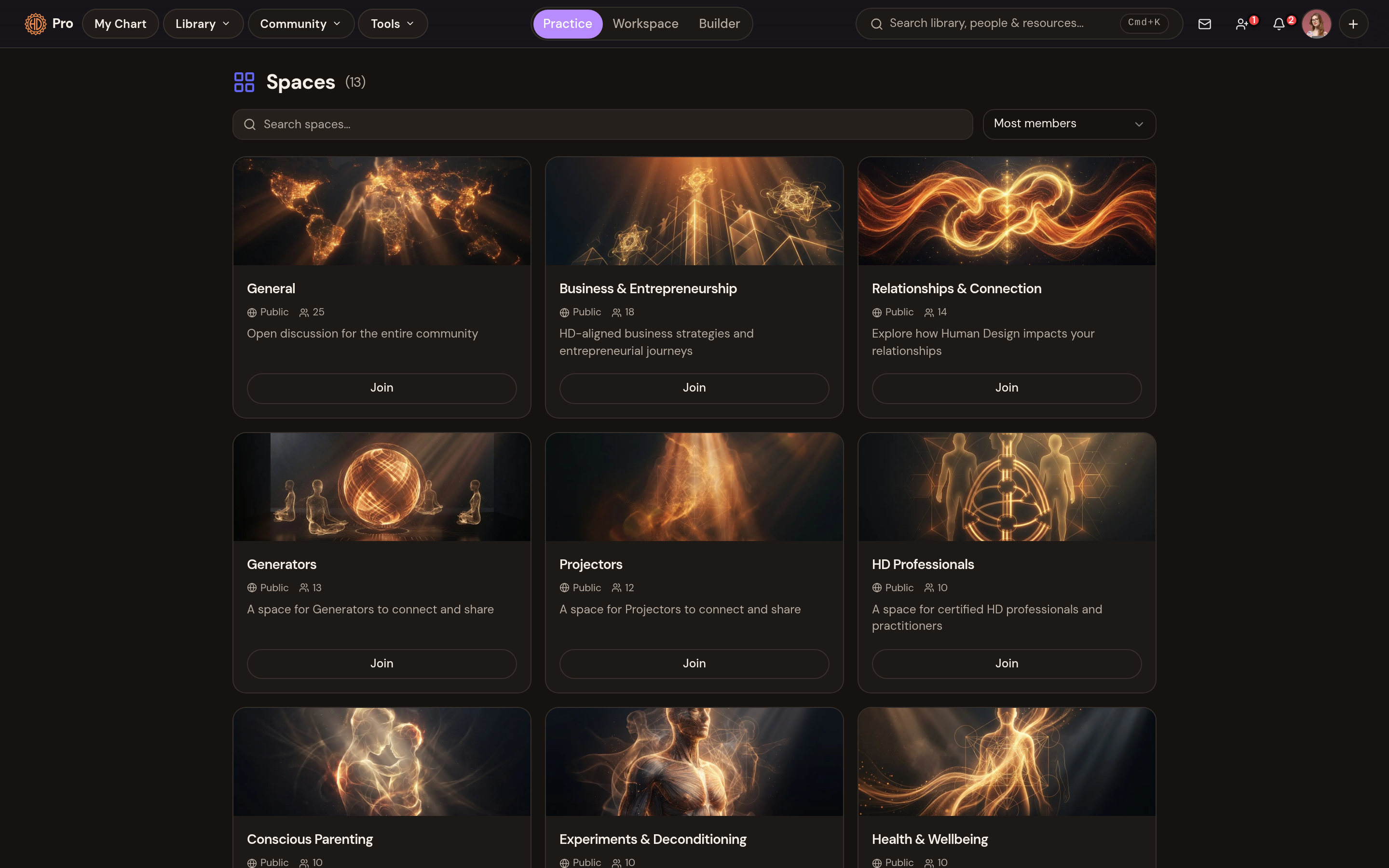 Spaces: focused rooms inside the community