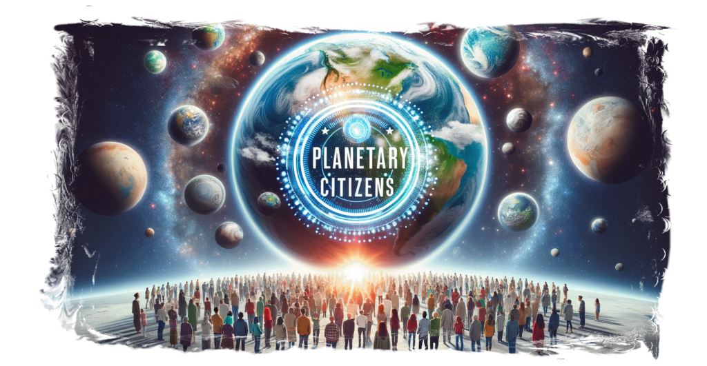 Estandarte "Planetary Citizens" com rebordo rugoso transparente